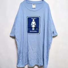 JERZEES XL 半袖 Tシャツ 水色 両面プリント メンズ 古着