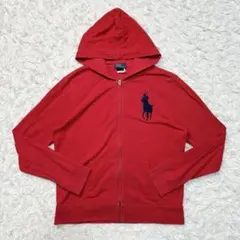 90s ポロバイラルフローレン ジップパーカー ビッグポニー 赤　ネイビー XS