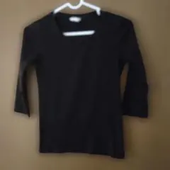 5318) UNIQLOブラック エクストラファインコットン 五分袖