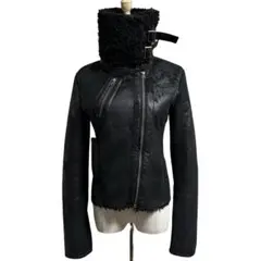 00s unknown フェイクムートン ボア ハイネック ジャケット ekam