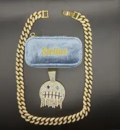 【超重量・極太】K18WGP CZダイヤ マイアミキューバンネックレス50cm