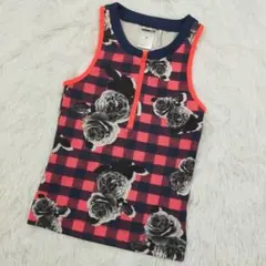 美品 ステラスポーツ 花柄 総柄 ストレッチ ノースリーブ レディース M