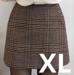 【新品未使用】大人レトロチェック柄台形ミニスカート 大きいサイズ