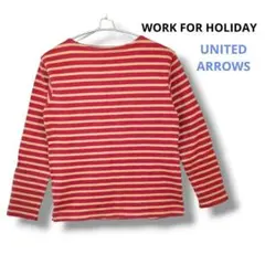 WORK FOR HOLIDAYボートネックボーダーカットソー綿コットンM長袖