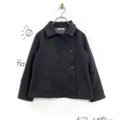 アフタヌーンティー ショートPコート ブルゾン(M)コットン ブラック 無地