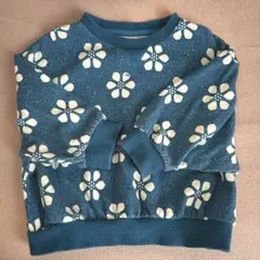 花柄トレーナー／90cm／青色