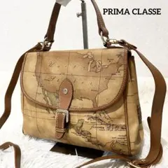 希少✨ プリマクラッセ ハンドバッグ 2way ショルダー　レザー 地図柄