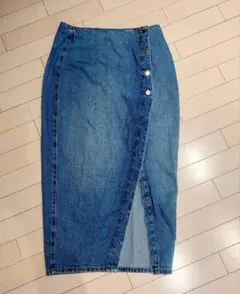 【ZARA】春物デニムブルー スリット入りタイトスカート