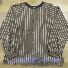 ストライプ　ブラウス　バンドカラー　ノンブルアンペール