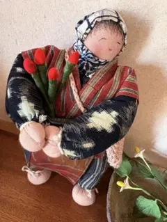 ペルー チャンカイ人形 母子像 祈りの民芸品 高さ21cm ヴィンテージ 