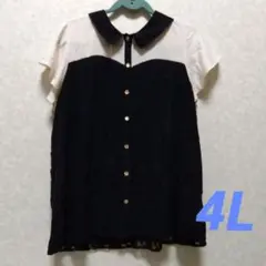 レースデザイン 半袖シャツ 4L
