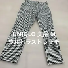 ユニクロ M 美品 ウルトラストレッチプリントクロップドレギンスパンツ チェック