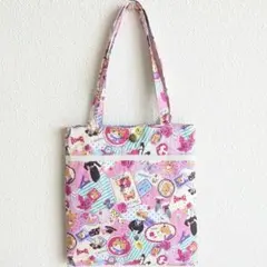 トートバッグ A4 ぺたんこバッグ そばかすキッズ ねこ柄 ハンドメイド