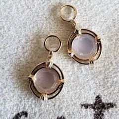 ローズクォーツ♡未使用 人気【アガット】K10 天然石 ゴールド ピアスチャーム