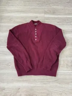 L.L.Bean バーガンディ ヘンリーネック　ニット
