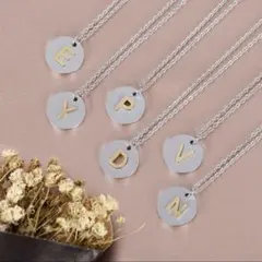 イニシャルG コイン ネックレス シルバー ゴールド
