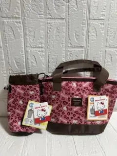 Hello Kitty ヒョウ柄ミニトート保冷バッグとペットボトルホルダーセット