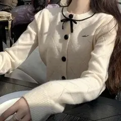 リボンニットトップス