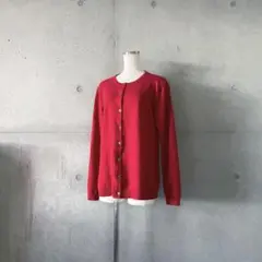 ユニクロUNIQLOカシミヤクルーネックカーディガンレッドXL