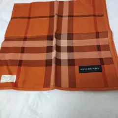 BURBERRY チェック柄大判 ハンカチ ダ―クオレンジ58✕58㌢　新品タグ