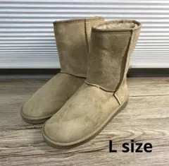 s1198 キャメル Lサイズ ムートン スエード ミドル ブーツ ボア✨良品