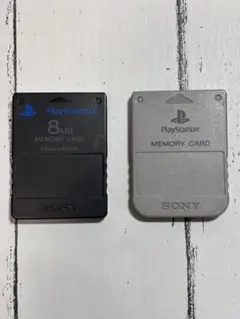 PS 純正 メモリーカード 2枚セット PS2 8MB＋PS1 動作品 初期化済