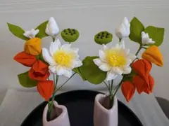S♡さま専用　つまみ細工　蓮　ほおずき　ちりめん　仏花　鬼灯 S♡さま専用 つまみ細工 蓮 ほおずき ちりめん 仏花 鬼灯 - メルカリ