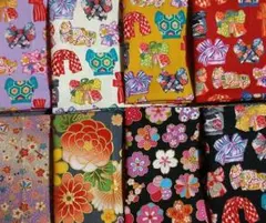 和柄プリントコットン１００シーチングカットクロス３０x３０cm８点