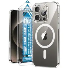 iPhone15Pro ケース MagSafe対応 クリア 画面フィルム付き