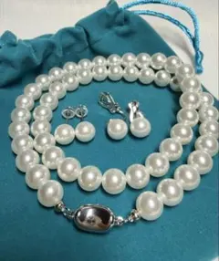 A6837真珠　ネックレス　ピアス　イヤリング　貝パール　冠婚葬祭　アクセサリー