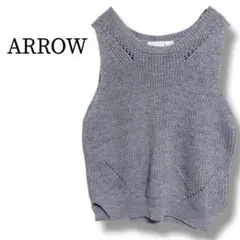 アロー ARROW ベスト ニット M グレー 薄手 ノースリーブ シンプル
