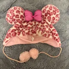 ミニーファンキャップ ヒョウ柄ピンク
