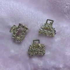 クリスタル装飾のヘアクリップ3個セット
