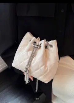 ホワイト キルティング 巾着バッグ　SHEIN