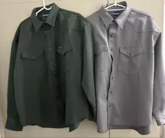 ダークグリーンとグレーのWrangler製長袖シャツ