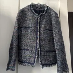 美品　Theory ノーカラーツイードジャケット サイズ0