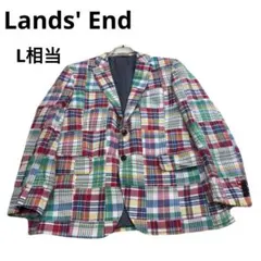 希少カラー　Lands' End テーラードジャケット マルチカラー チェック柄のサムネイル