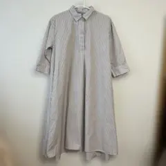 UNIQLO ストライプ柄 七分袖 シャツワンピース
