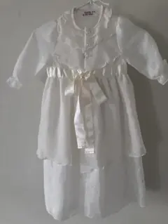 日本製セレモニーレース　ホワイトベビードレス　帽子付き