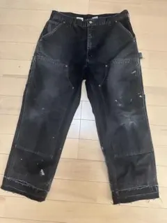 超スペシャル ゴールデンサイズ 38X34 W38 カーハート ダブルニー 黒 Carhartt ダブルニーパンツ W38 カーハート デッドストック