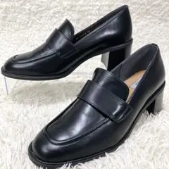 『未使用』ルタロングリーズ　ローファー チャンキーヒール　スクエア　レザー　黒