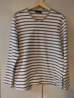 ストライプ Vネック 長袖カットソー　メンズLサイズ