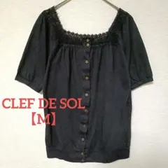 CLEF DE SOL【M】レース スクエアネック ブラック フロントボタンのサムネイル