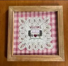カントリー、アンティーク風！額入り刺繍、ウェルカムボード！
