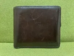 レザー製ダークブラウン二つ折り財布