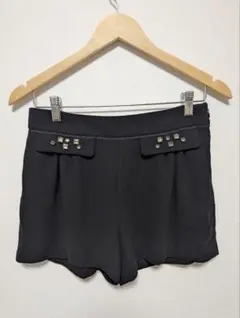 ZARA BASIC ショートパンツ S 黒 スカパン風 フリル裾 美脚 上品