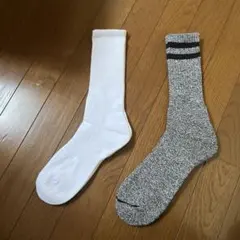 ホワイト 底クッションとグレー杢 クッションソックス　メンズ2足セット