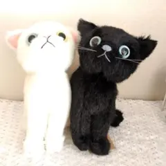 猫のぬいぐるみ 白と黒 2体セット