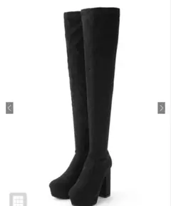ブラックスエードニーハイブーツ