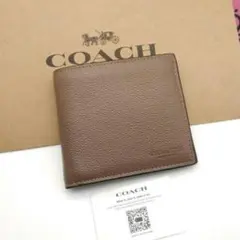 新品　COACH　折り財布　メンズ　人気の小銭入れ付き